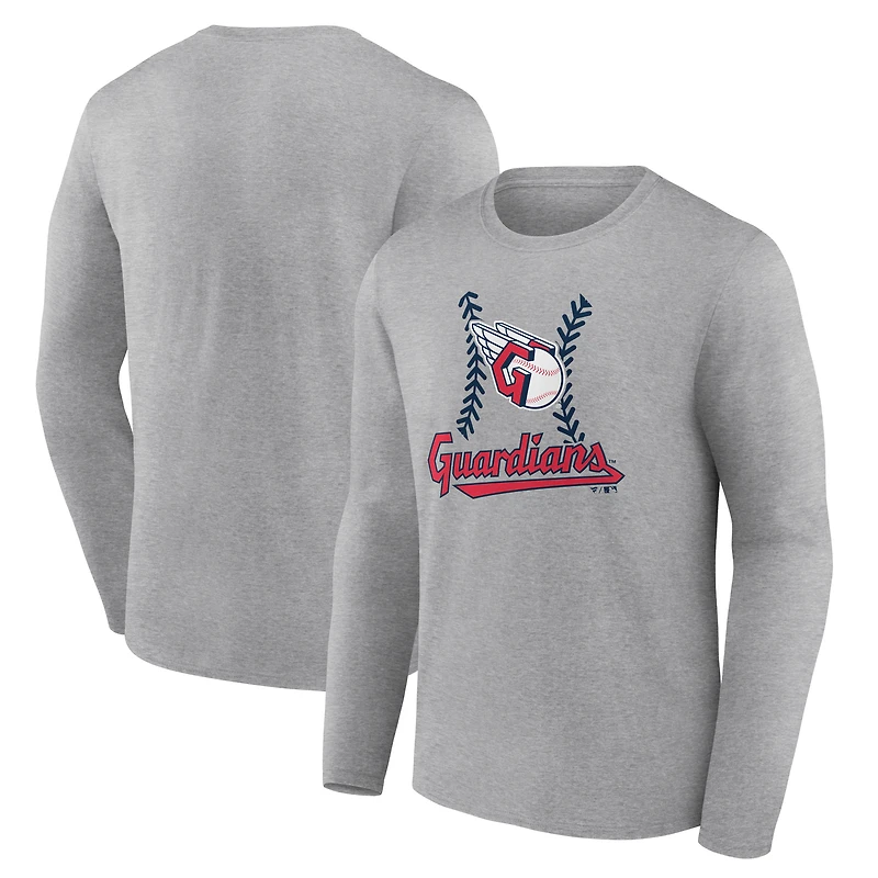 Men's Gray Cleveland Guardians Fastball Long Sleeve T-Shirt