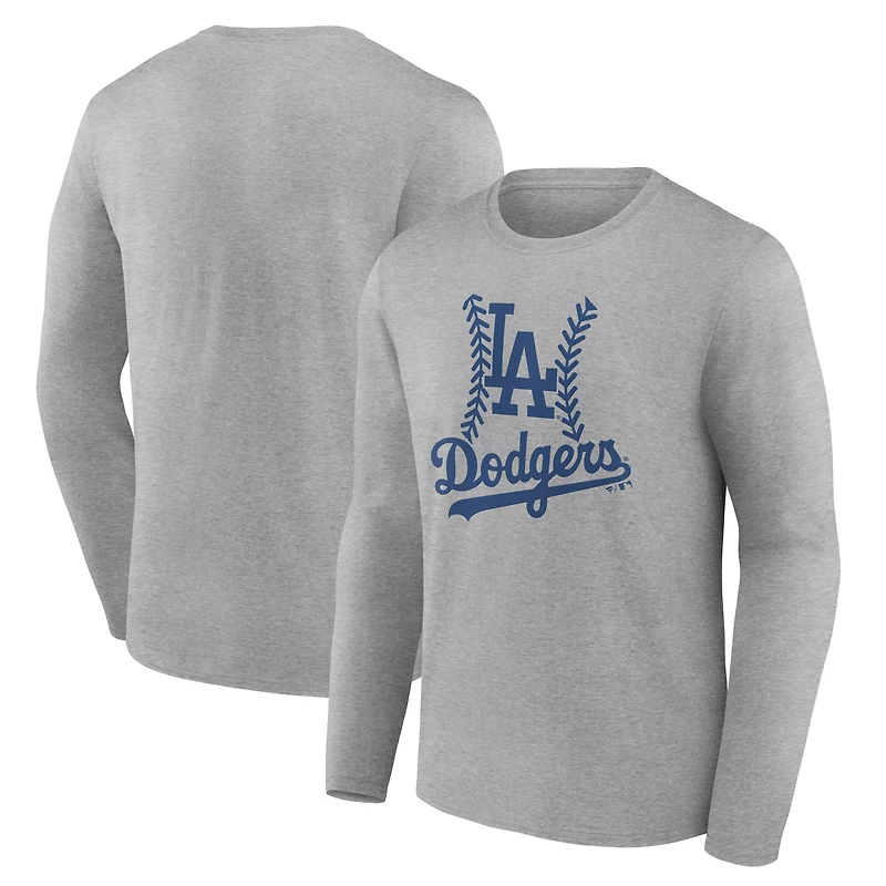 Men's Gray Los Angeles Dodgers Fastball Long Sleeve T-Shirt