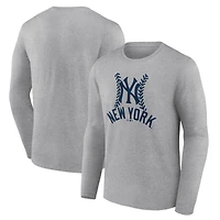 Men's Gray New York Yankees Fastball Long Sleeve T-Shirt
