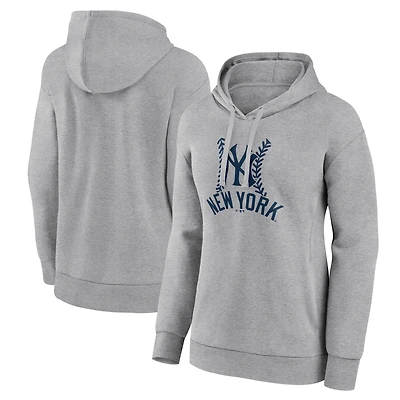 Women's Gray New York Yankees Fastball Pullover Hoodie