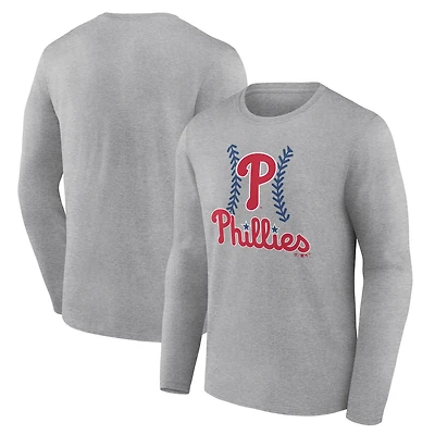 Men's Gray Philadelphia Phillies Fastball Long Sleeve T-Shirt