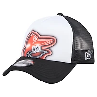 Toddler New Era  White/Black Baltimore Orioles Painted A-Frame 9FORTY Trucker Adjustable Hat