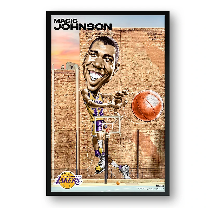 Magic Johnson Los Angeles Lakers Framed 14" x 20" Player Caricature Art