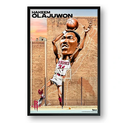Hakeem Olajuwon Houston Rockets Framed 14" x 20" Player Caricature Art