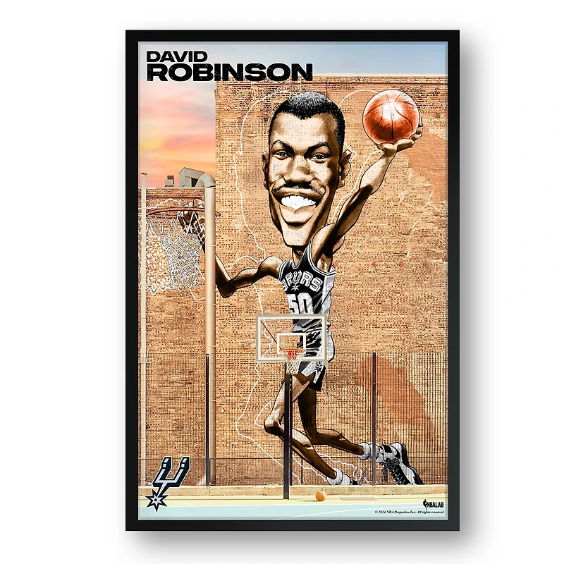 David Robinson San Antonio Spurs Framed 14" x 20" Player Caricature Art