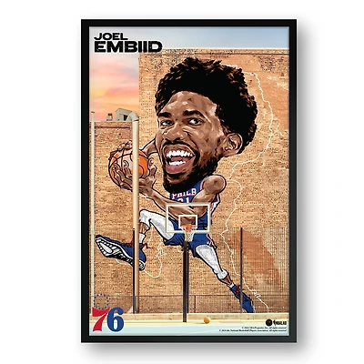 Joel Embiid Philadelphia 76ers Framed 14" x 20" Player Caricature Art