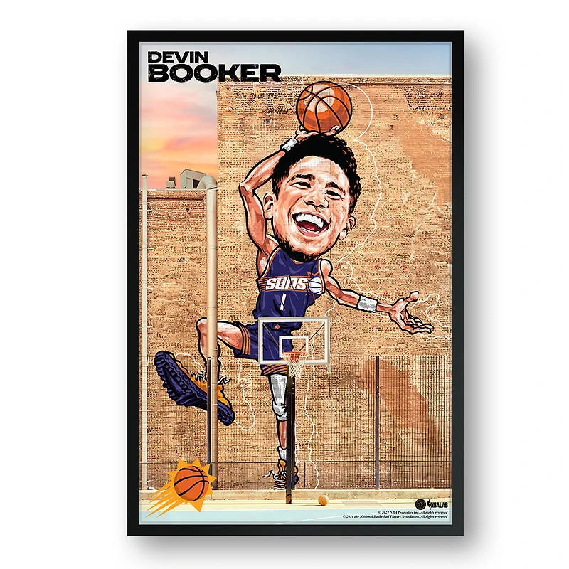 Devin Booker Phoenix Suns Framed 27" x 39" Player Caricature Art