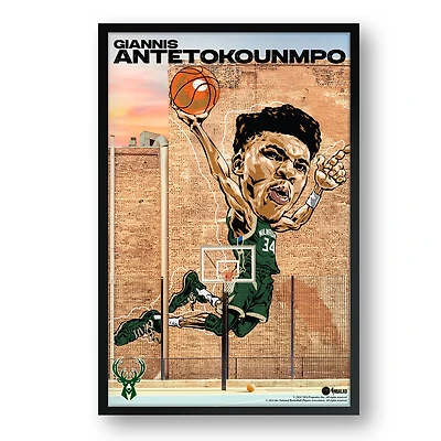 Giannis Antetokounmpo Milwaukee Bucks Framed 27" x 39" Player Caricature Art
