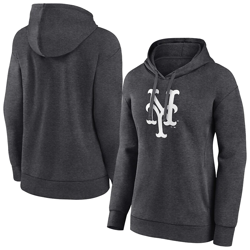 Women's Charcoal New York Mets Monochrome Pullover Hoodie
