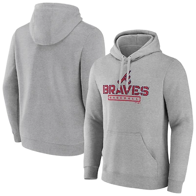 Men's Gray Atlanta Braves Evanston Stencil Pullover Hoodie