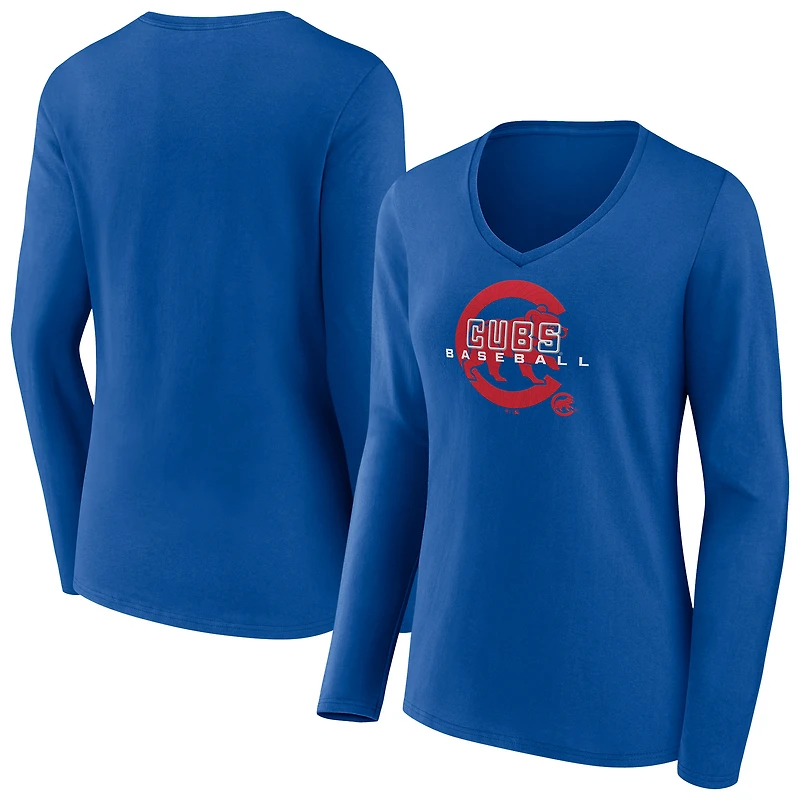 Women's Royal Chicago Cubs Stellar Long Sleeve V-Neck T-Shirt