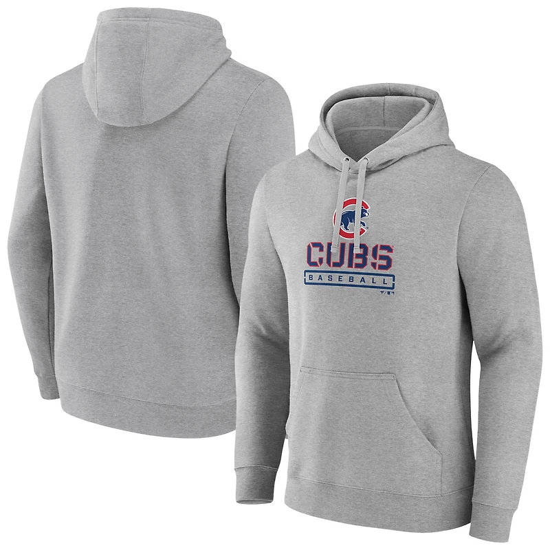 Men's Gray Chicago Cubs Evanston Stencil Pullover Hoodie