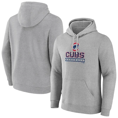 Men's Gray Chicago Cubs Evanston Stencil Pullover Hoodie
