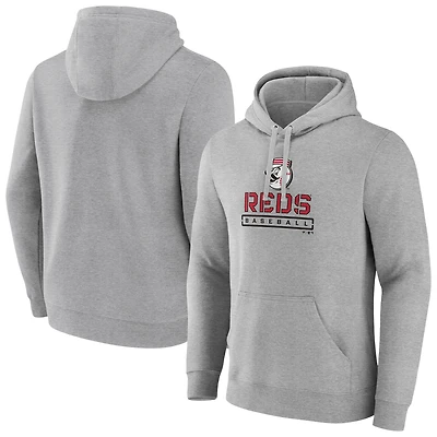 Men's Gray Cincinnati Reds Evanston Stencil Pullover Hoodie