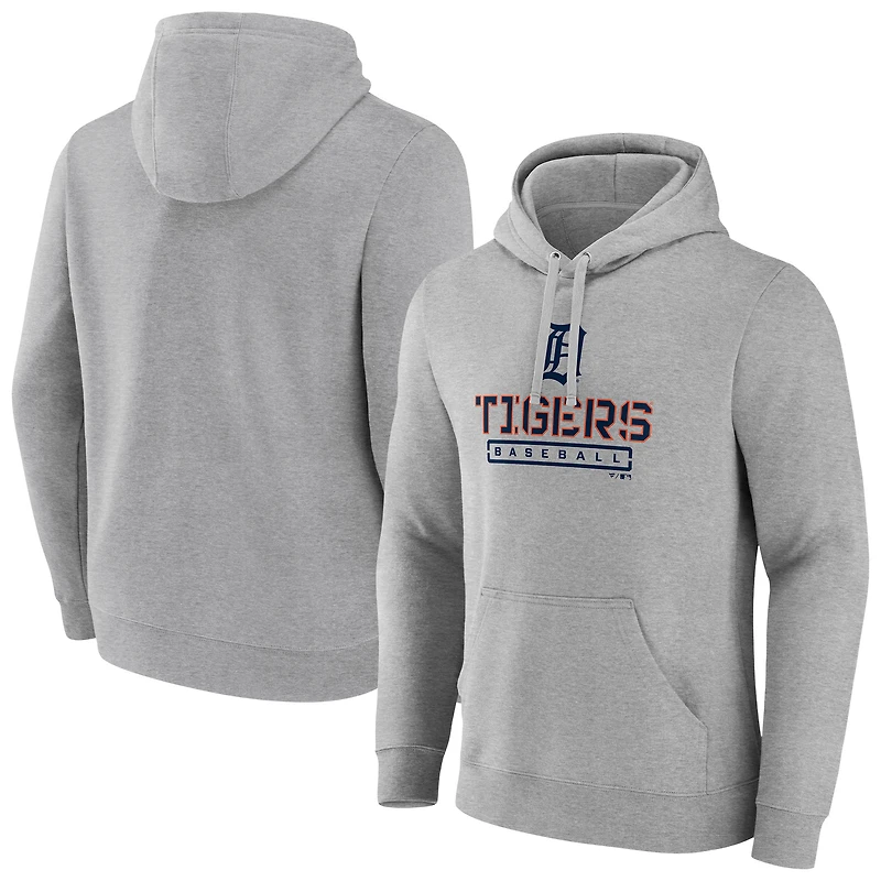 Men's Gray Detroit Tigers Evanston Stencil Pullover Hoodie