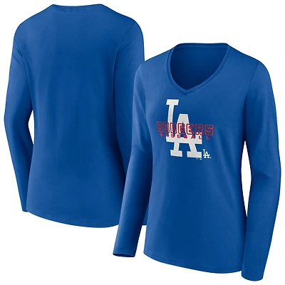 Women's Royal Los Angeles Dodgers Stellar Long Sleeve V-Neck T-Shirt
