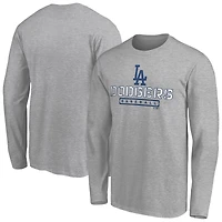 Men's Gray Los Angeles Dodgers Evanston Stencil Long Sleeve T-Shirt