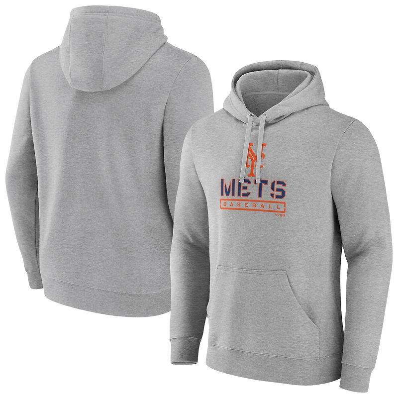 Men's Gray New York Mets Evanston Stencil Pullover Hoodie