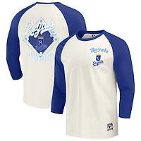 Men's Darius Rucker Collection by Fanatics Royal/White Kansas City Royals Cooperstown Collection Raglan 3/4-Sleeve T-Shirt