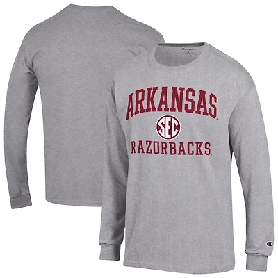 Men's Champion Gray Arkansas Razorbacks Team Long Sleeve T-Shirt