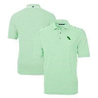 Men's Cutter & Buck Kelly Green North Texas Mean Green Virtue Eco Pique Stripe Recycled Polo