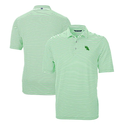 Men's Cutter & Buck Kelly Green North Texas Mean Green Virtue Eco Pique Stripe Recycled Polo
