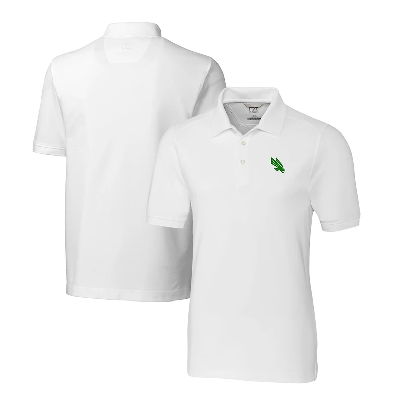 Men's Cutter & Buck White North Texas Mean Green Advantage Eco Tri-Blend Pique Polo