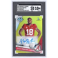 Shazz Preston Alabama Crimson Tide Autographed 2023 Bowman Chrome U Yellow Refractor #59 #36/75 SGC Authenticated 10/10 Card