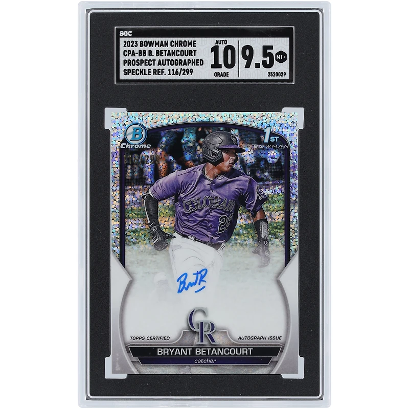 Bryant Betancourt Colorado Rockies Autographed 2023 Bowman Chrome Speckle Refractor #CPA-BB #116/299 SGC Authenticated 9.5/10 Card