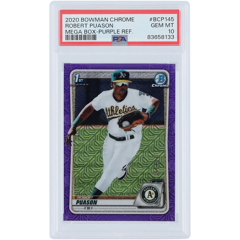 Robert Puason Athletics 2020 Bowman Chrome Mega Box Purple Refractor #BCP-145 #170/250 PSA Authenticated 10 Card