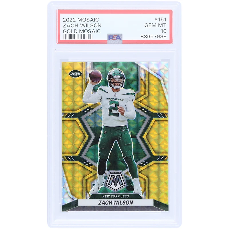 Zach Wilson New York Jets 2022 Panini Mosaic Gold Mosaic #151 #3/10 PSA Authenticated 10 Card