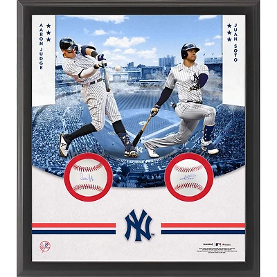 Aaron Judge & Juan Soto New York Yankees Autographed Framed Two Baseballs with Shadowbox Collage