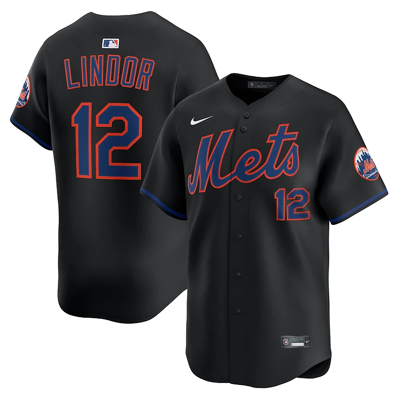 Men's Nike Francisco Lindor Black New York Mets Alternate Limited Player Jersey