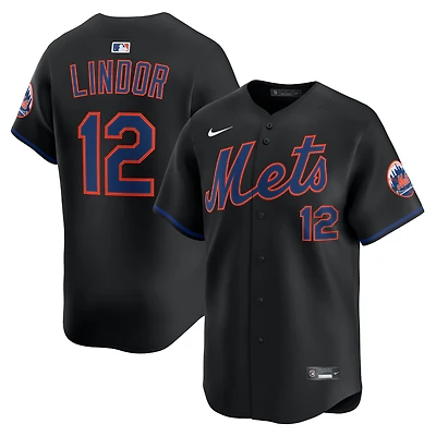Men's Nike Francisco Lindor Black New York Mets Alternate Limited Player Jersey