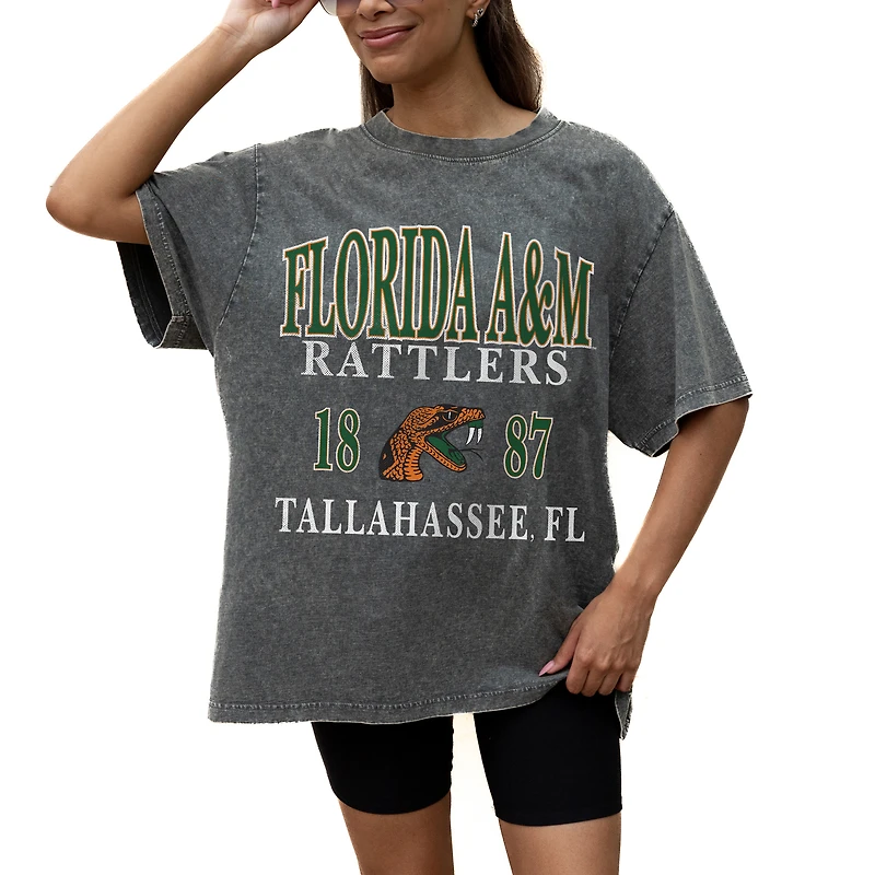 Women's Gameday Couture Grey Florida A&M Rattlers Oversized Snow Wash T-Shirt