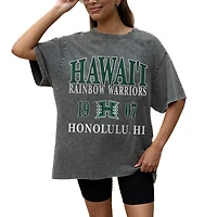 Women's Gameday Couture Grey Hawaii Rainbow Warriors Oversized Snow Wash T-Shirt