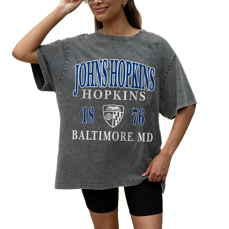 Women's Gameday Couture Grey Johns Hopkins Blue Jays Oversized Snow Wash T-Shirt