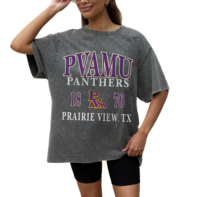 Women's Gameday Couture Grey Prairie View A&M Panthers Oversized Snow Wash T-Shirt