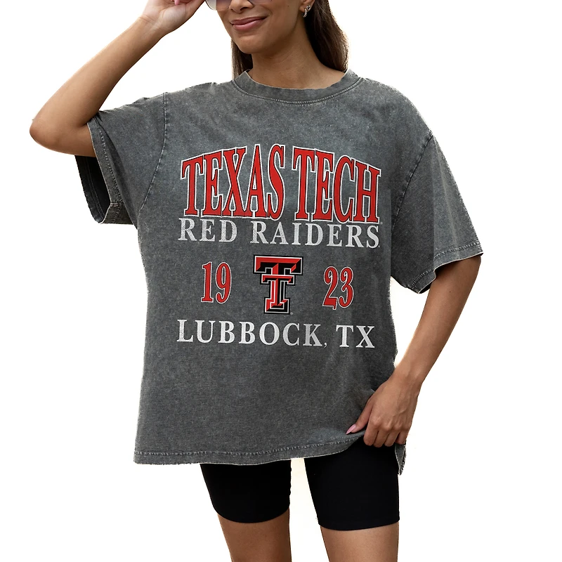 Women's Gameday Couture Grey Texas Tech Red Raiders Oversized Snow Wash T-Shirt