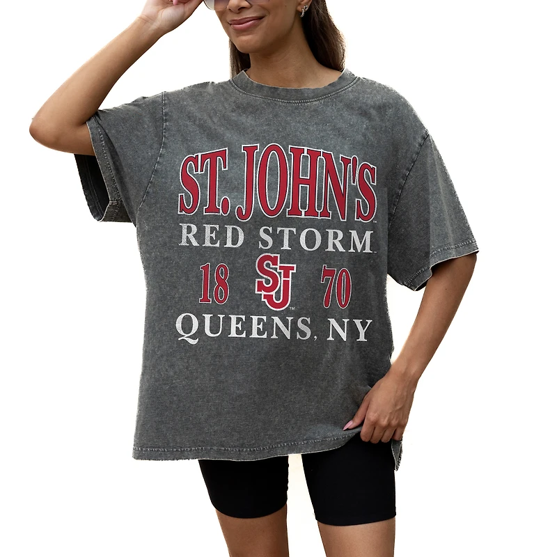 Women's Gameday Couture Grey St. John's Red Storm Oversized Snow Wash T-Shirt