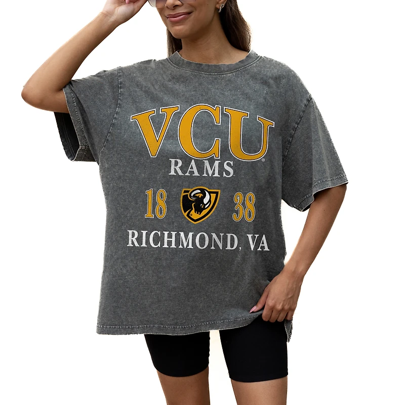 Women's Gameday Couture Grey VCU Rams Oversized Snow Wash T-Shirt