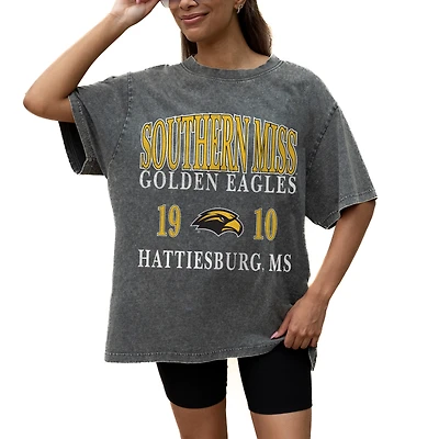 Women's Gameday Couture Grey Southern Miss Golden Eagles Oversized Snow Wash T-Shirt