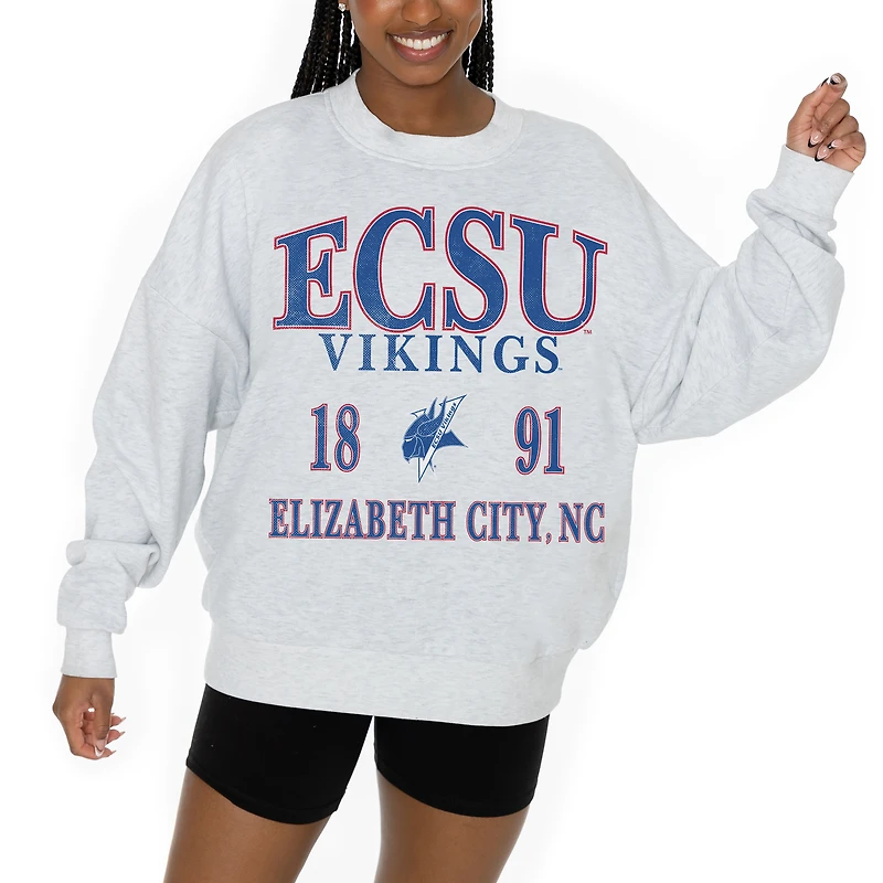 Women's Gameday Couture Ash Elizabeth City State University Vikings Premium Fleece Pullover Sweatshirt