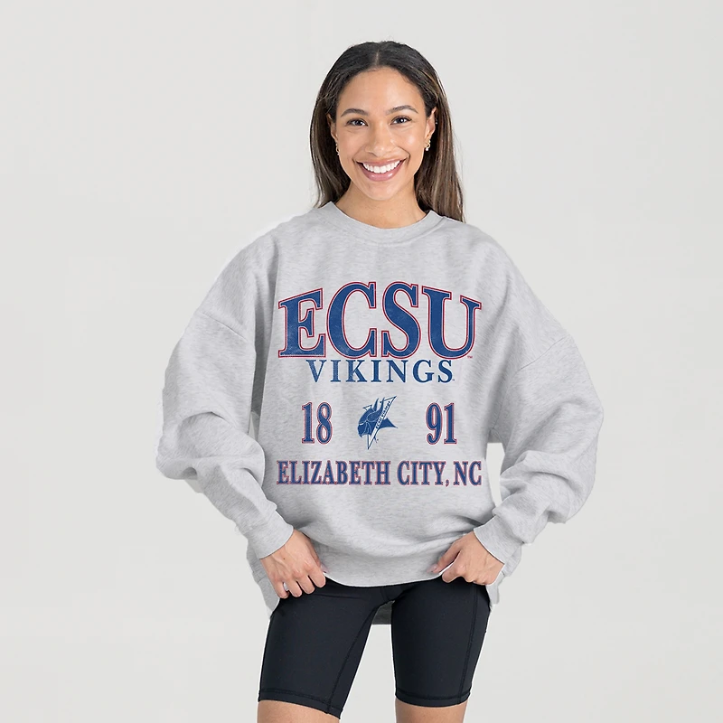 Women's Gameday Couture Ash Elizabeth City State University Vikings Premium Fleece Pullover Sweatshirt