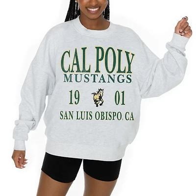 Women's Gameday Couture Ash Cal Poly Mustangs Premium Fleece Pullover Sweatshirt