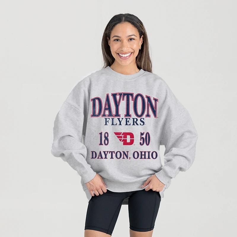 Women's Gameday Couture Ash Dayton Flyers Premium Fleece Pullover Sweatshirt