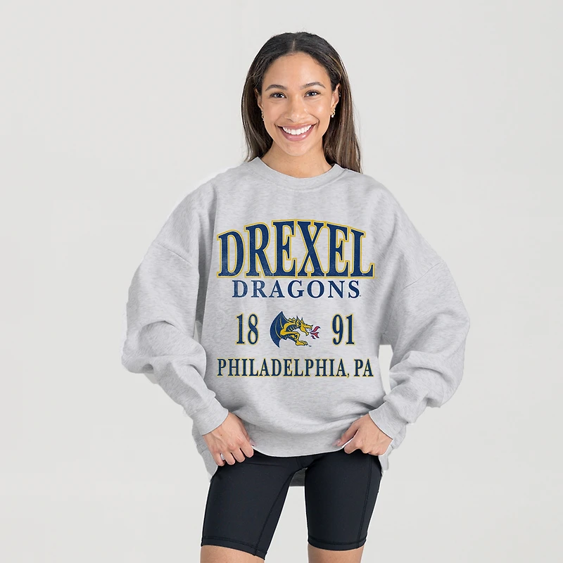 Women's Gameday Couture Ash Drexel Dragons Premium Fleece Pullover Sweatshirt