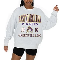 Women's Gameday Couture Ash ECU Pirates Premium Fleece Pullover Sweatshirt