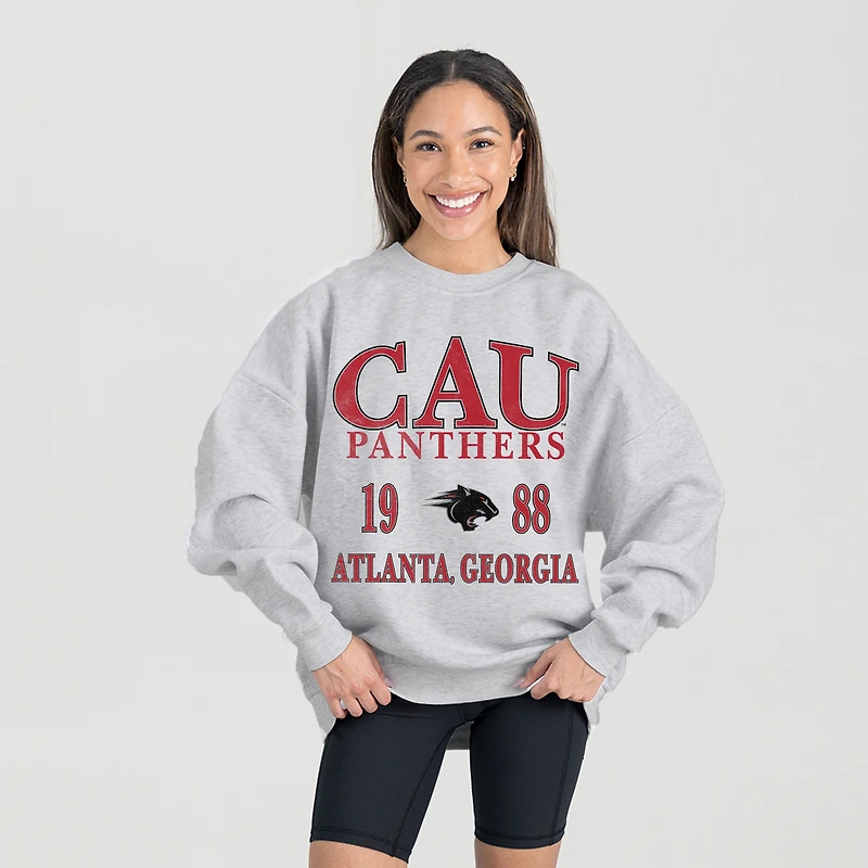 Women's Gameday Couture Ash Clark Atlanta University Panthers Premium Fleece Pullover Sweatshirt