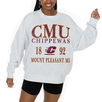 Women's Gameday Couture Ash Central Michigan Chippewas Premium Fleece Pullover Sweatshirt